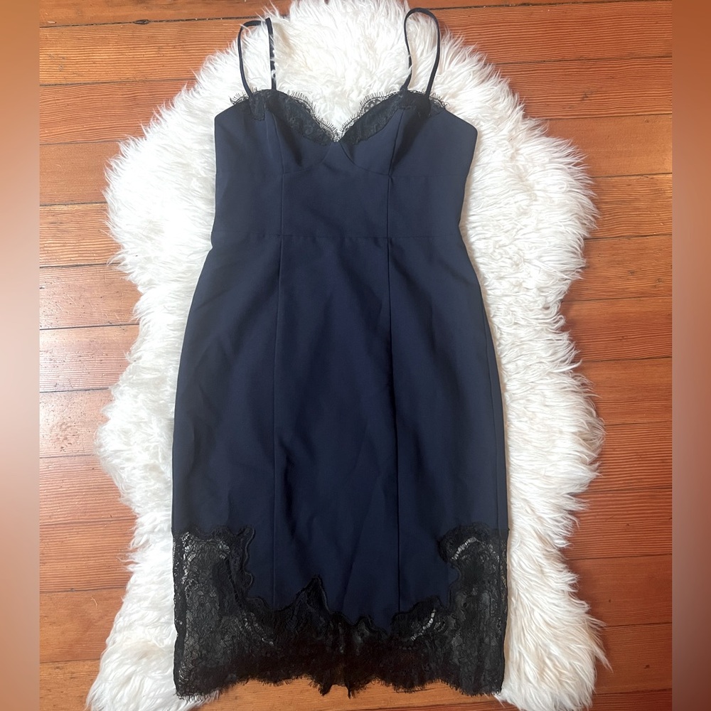 Victoria’s Secret Very Sexy Navy Black Lace Bustier Corset Slip Dress